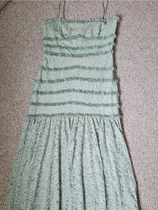 Anthropologie BHLDN Maxi Lace Mint Green Color Dress size XL - Picture 2 of 5